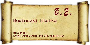 Budinszki Etelka névjegykártya